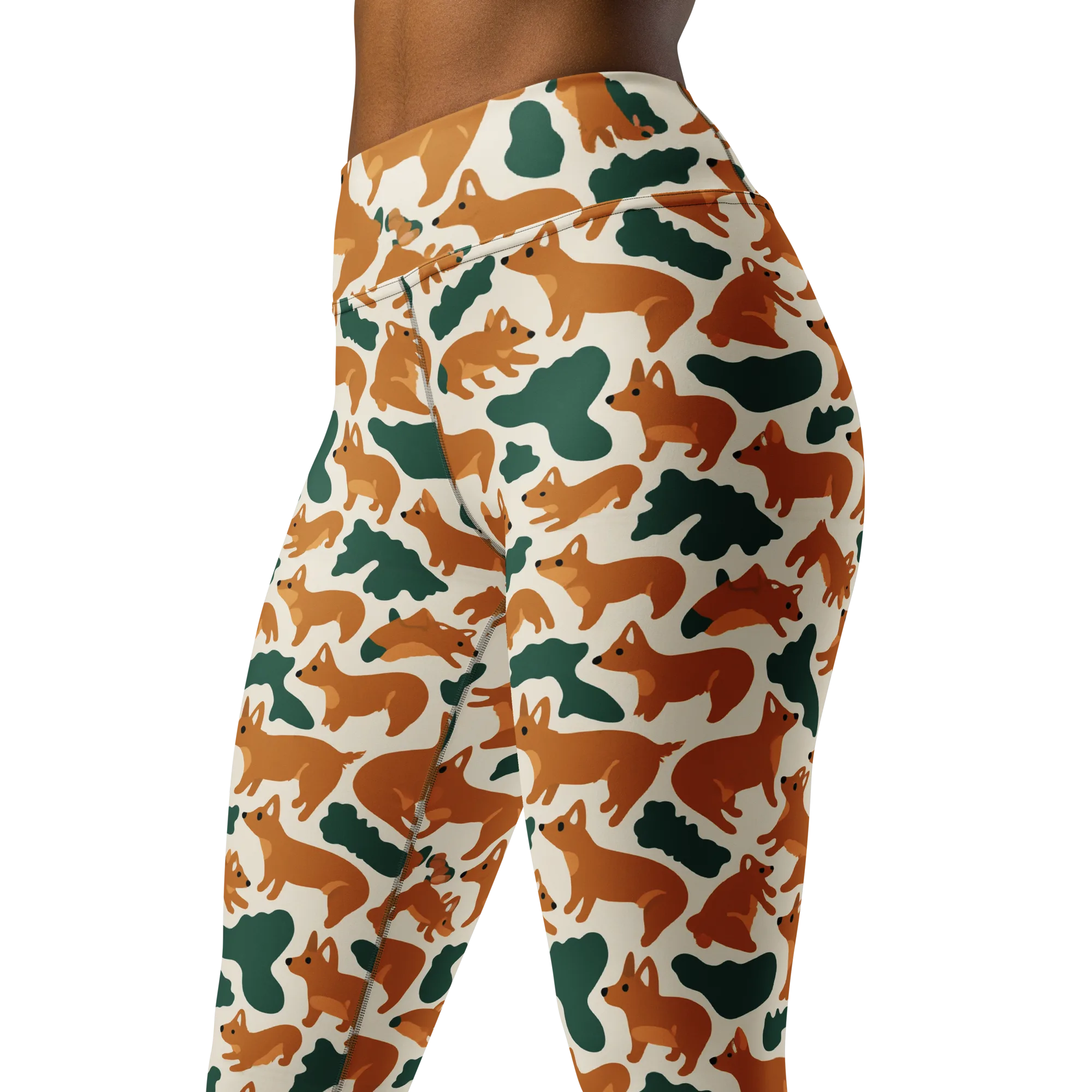 Foxglove Frolic on Yoga Leggings — Left Front