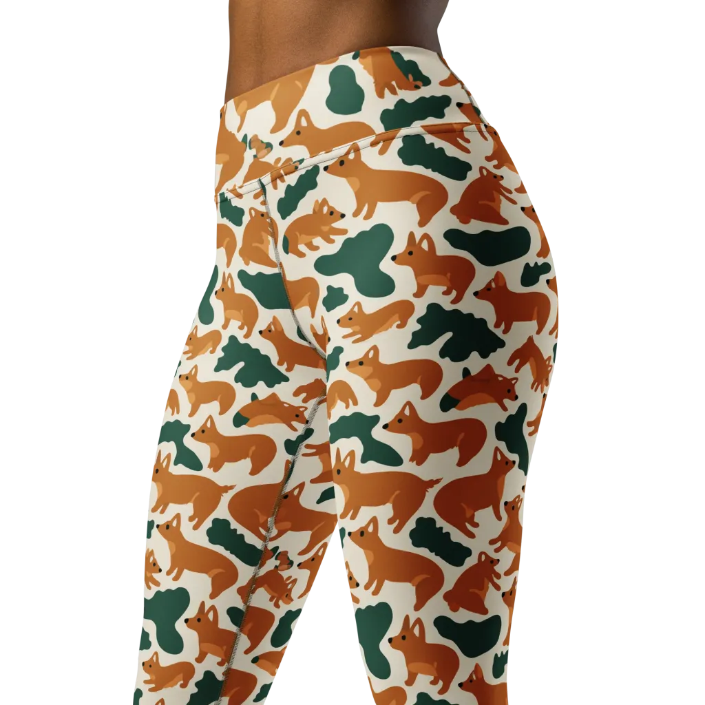 Foxglove Frolic on Yoga Leggings — Left Front