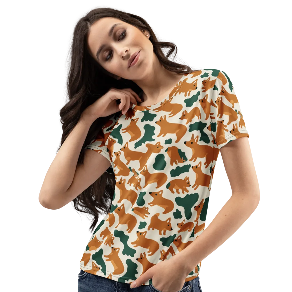 Foxglove Frolic on Women's Crew Neck T-Shirt — Left Front