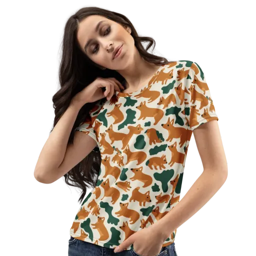 Foxglove Frolic on a Women's Crew Neck T-Shirt