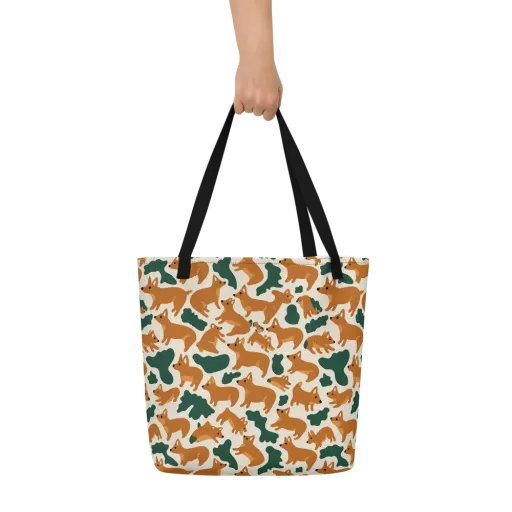 Foxglove Frolic on a Large Tote Bag W/ Pocket