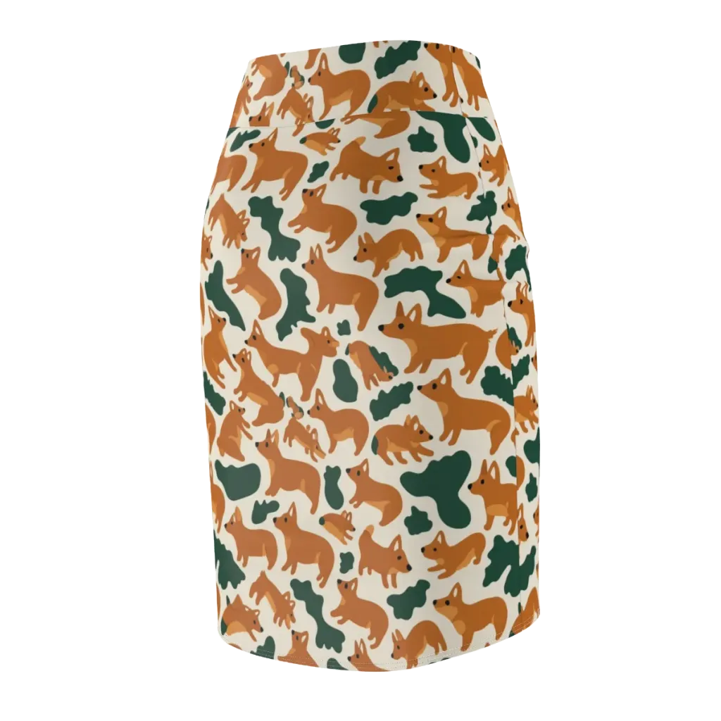 Foxglove Frolic on Pencil Skirt — Back Side