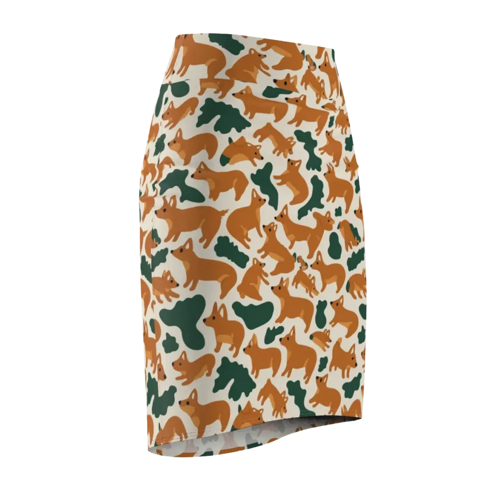Foxglove Frolic on Pencil Skirt — Front Side