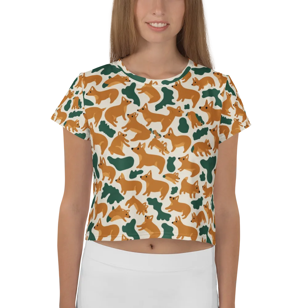 Foxglove Frolic on Crop Tee — Front