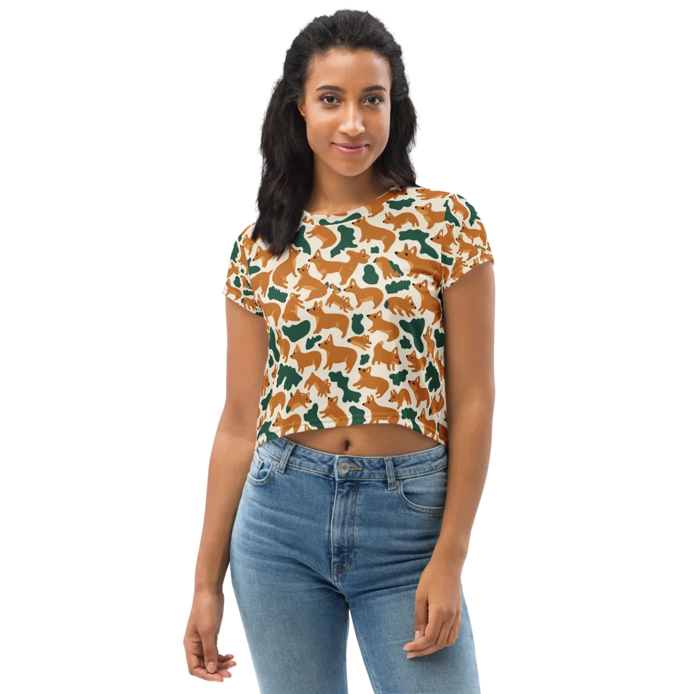 Foxglove Frolic on Crop Tee — Front