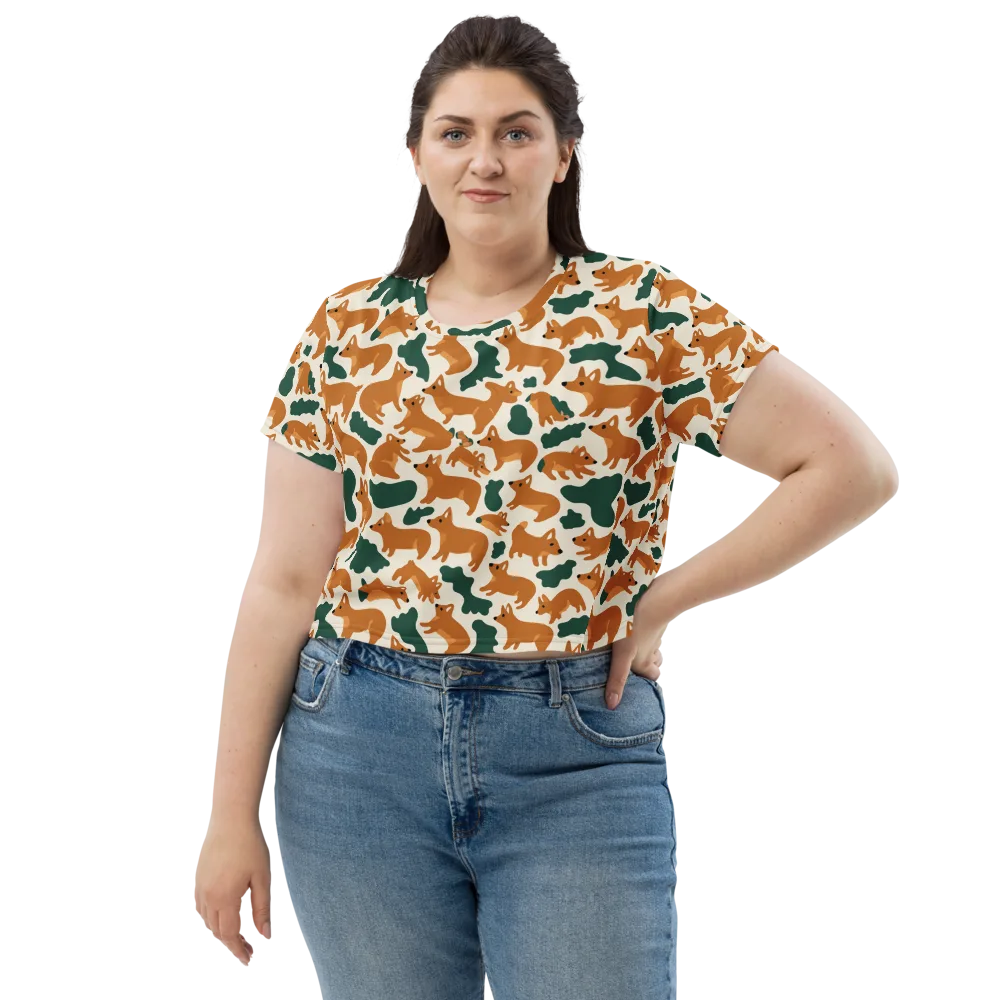 Foxglove Frolic on Crop Tee — Front
