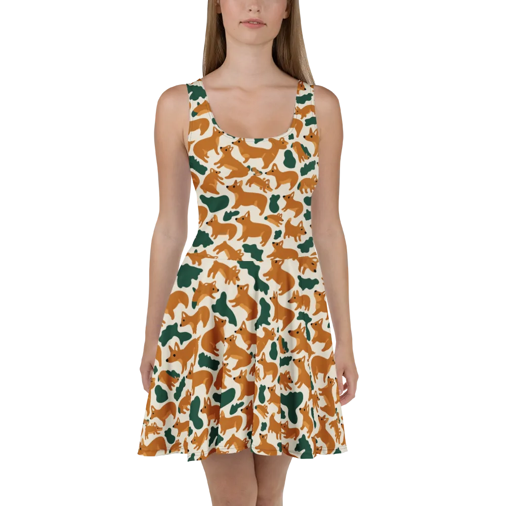 Foxglove Frolic on Skater Dress — Front