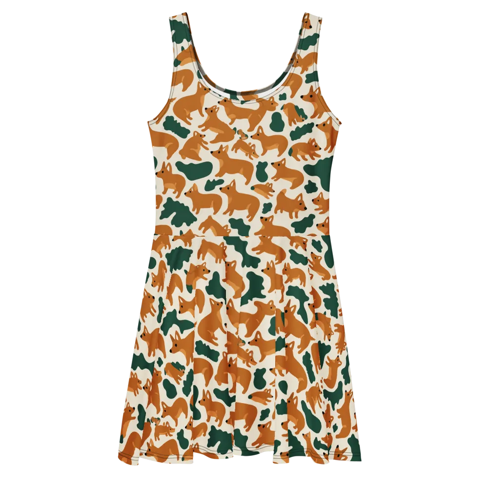 Foxglove Frolic on Skater Dress — Front