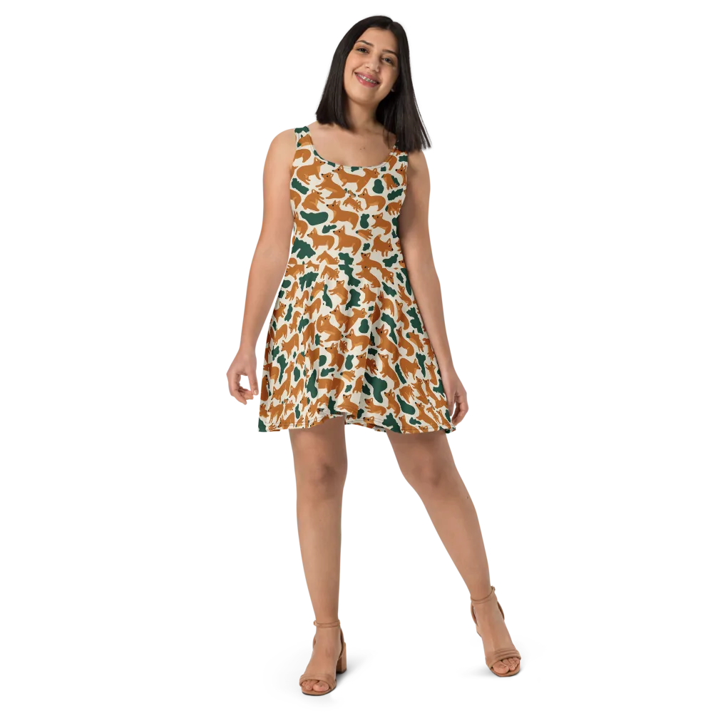 Foxglove Frolic on Skater Dress — Front