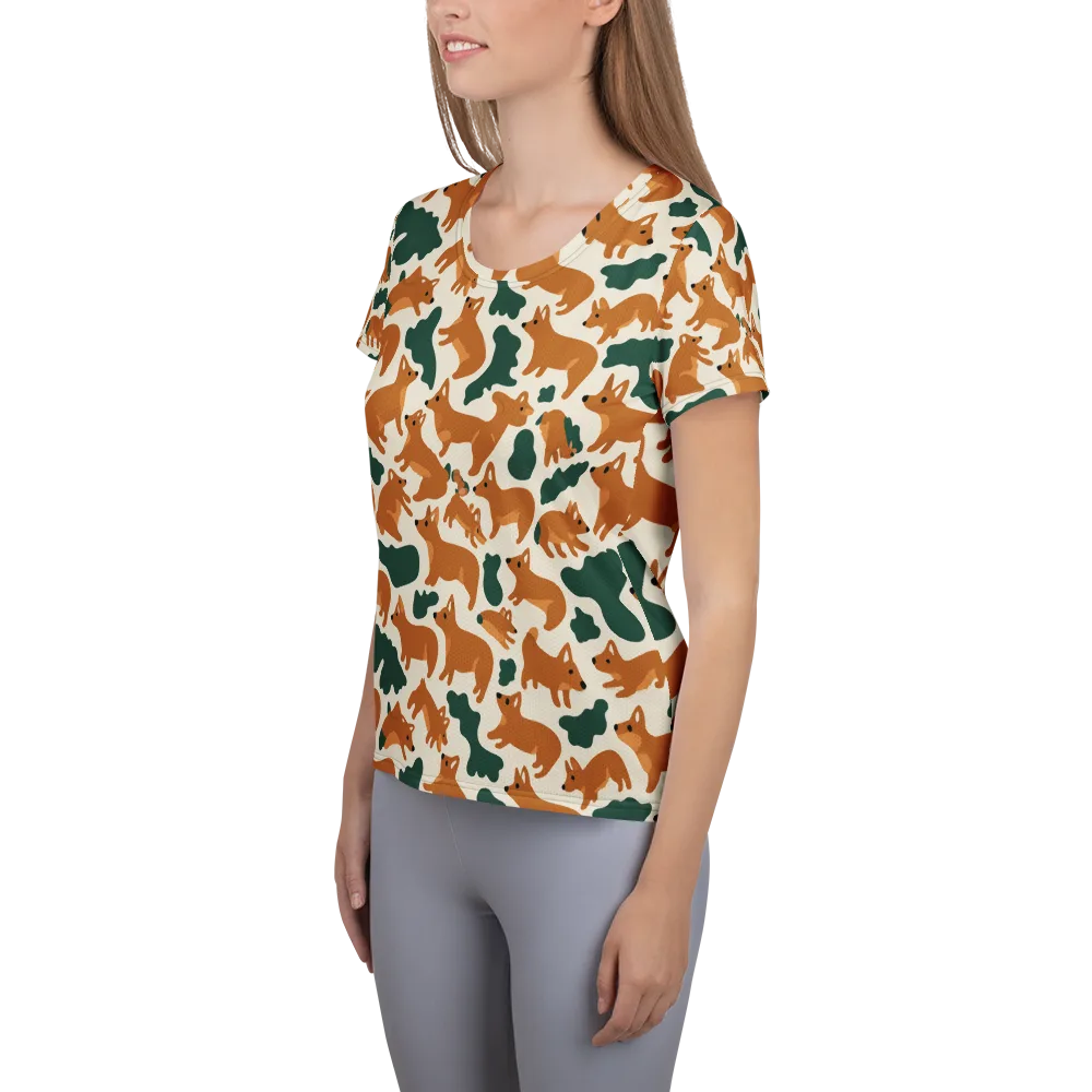 Foxglove Frolic on Women's Athletic T-Shirt — Left
