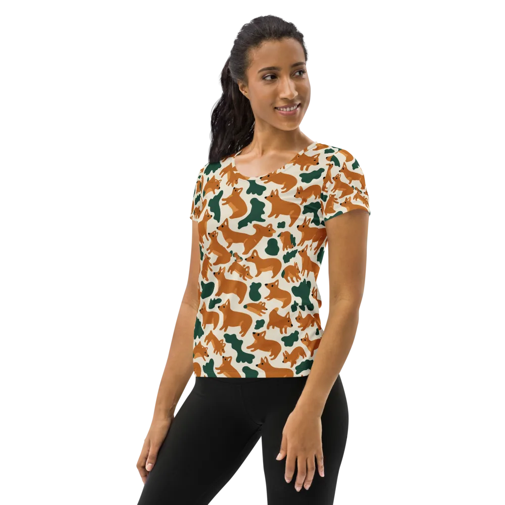 Foxglove Frolic on Women's Athletic T-Shirt — Left