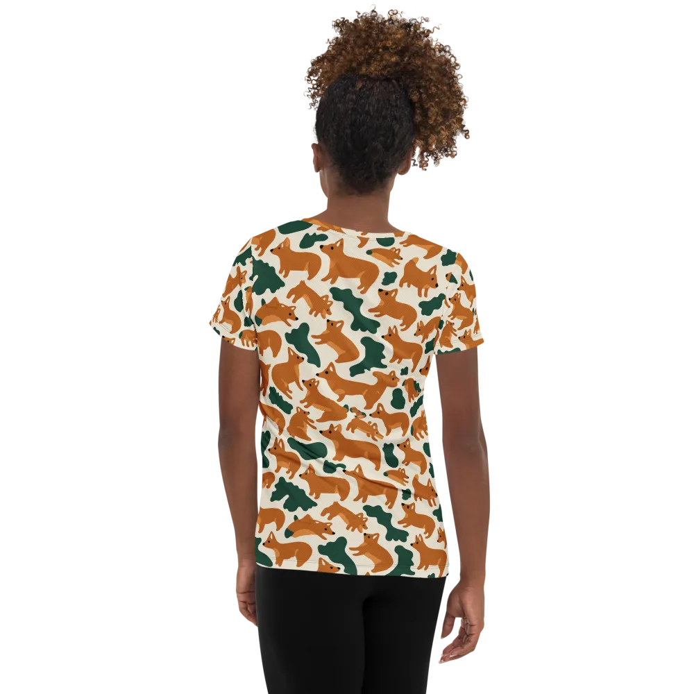 Foxglove Frolic on Women's Athletic T-Shirt — Back