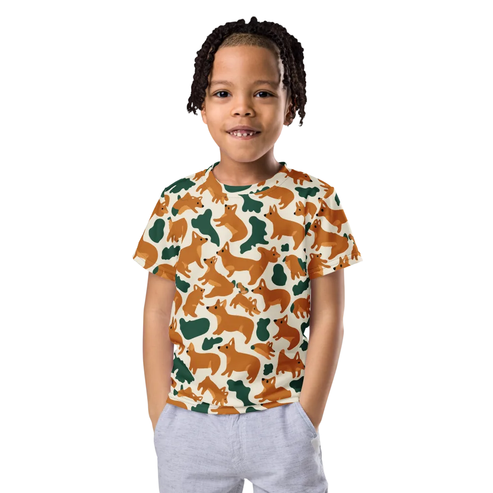 Foxglove Frolic on Kids Crew Neck T-Shirt — Front