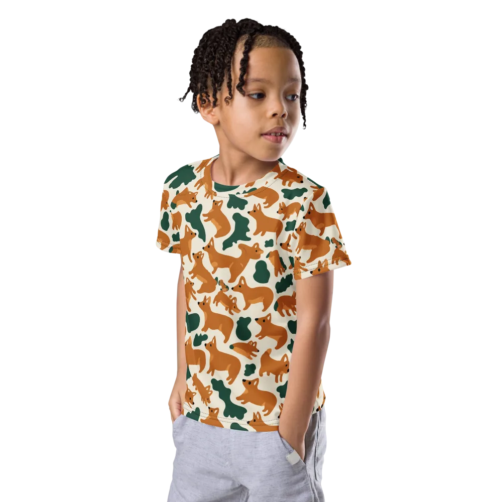 Foxglove Frolic on Kids Crew Neck T-Shirt — Left Front