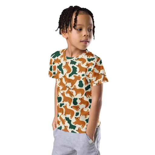 Foxglove Frolic on a Kids Crew Neck T-Shirt