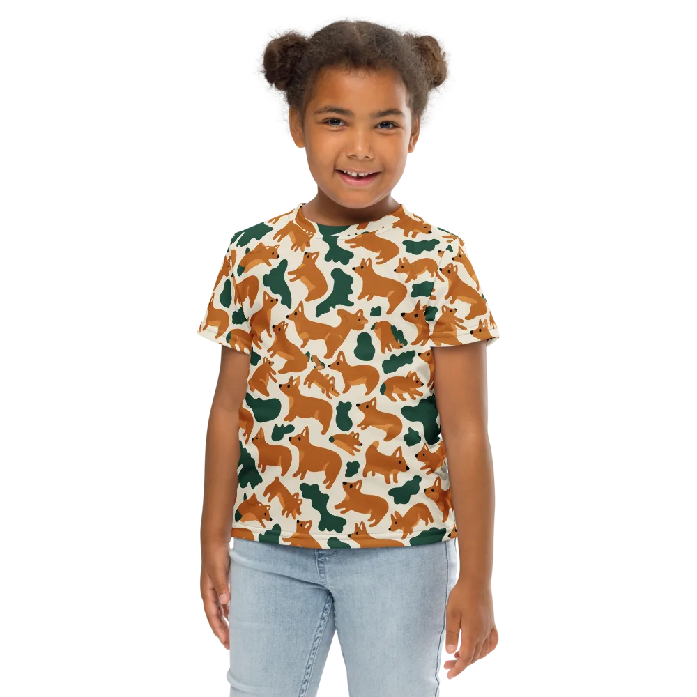 Foxglove Frolic on Kids Crew Neck T-Shirt — Front