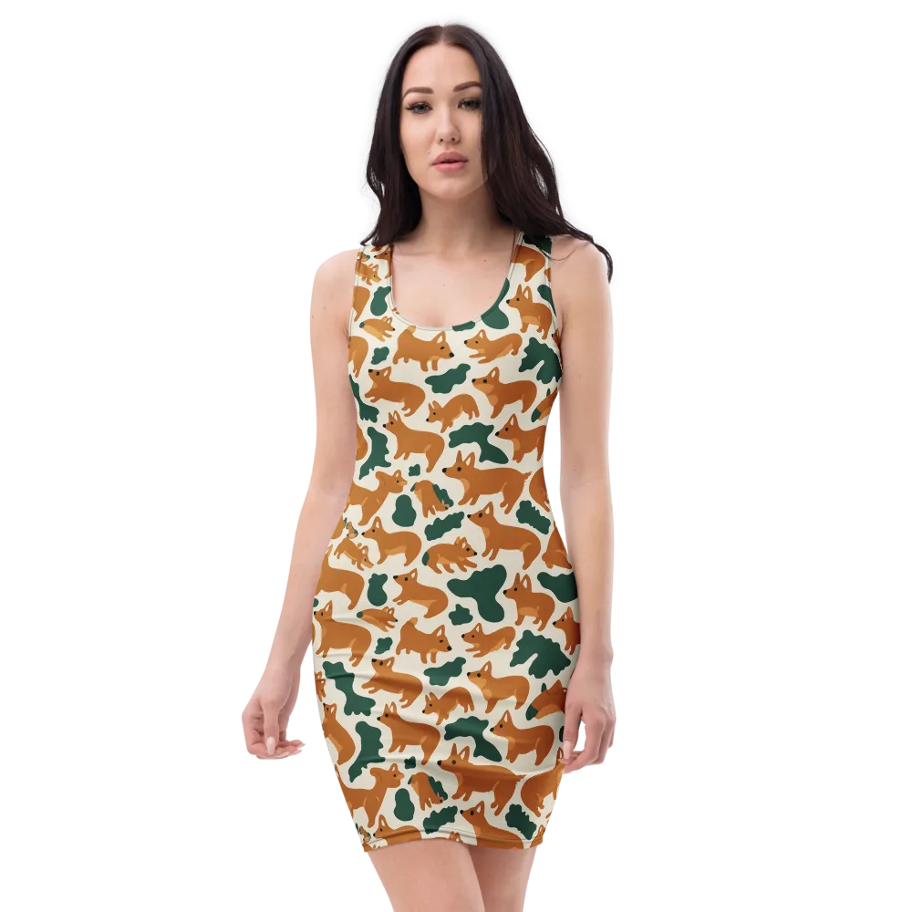 Foxglove Frolic on Bodycon Dress — Front