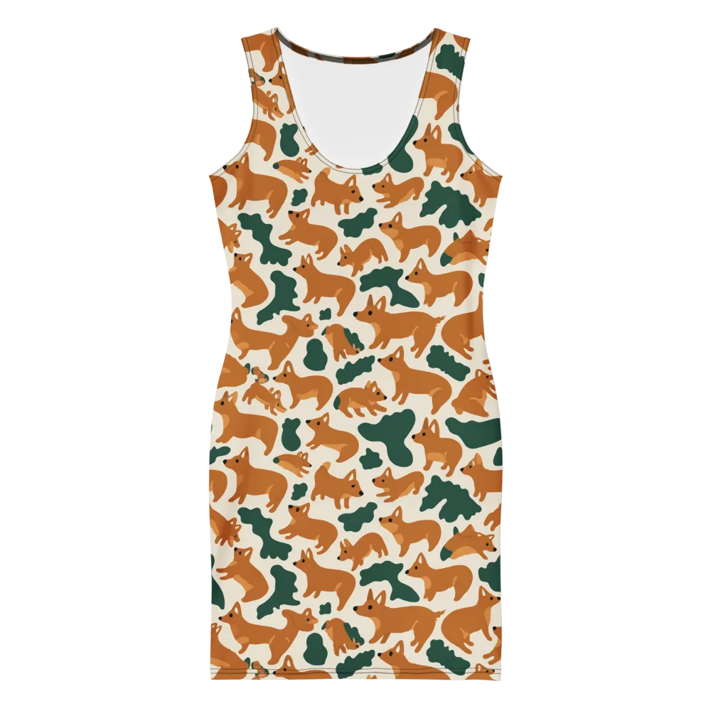 Foxglove Frolic on Bodycon Dress — Front