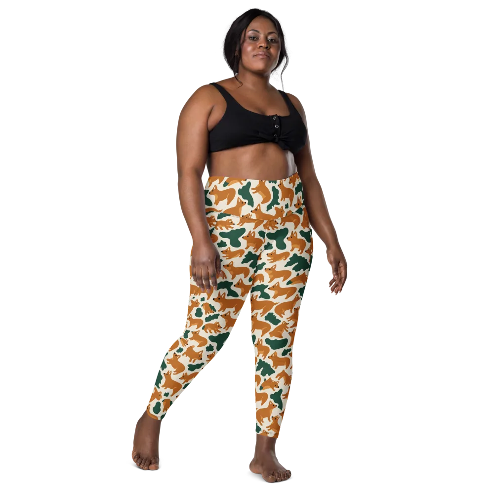 Foxglove Frolic on Leggings with Pockets — Front