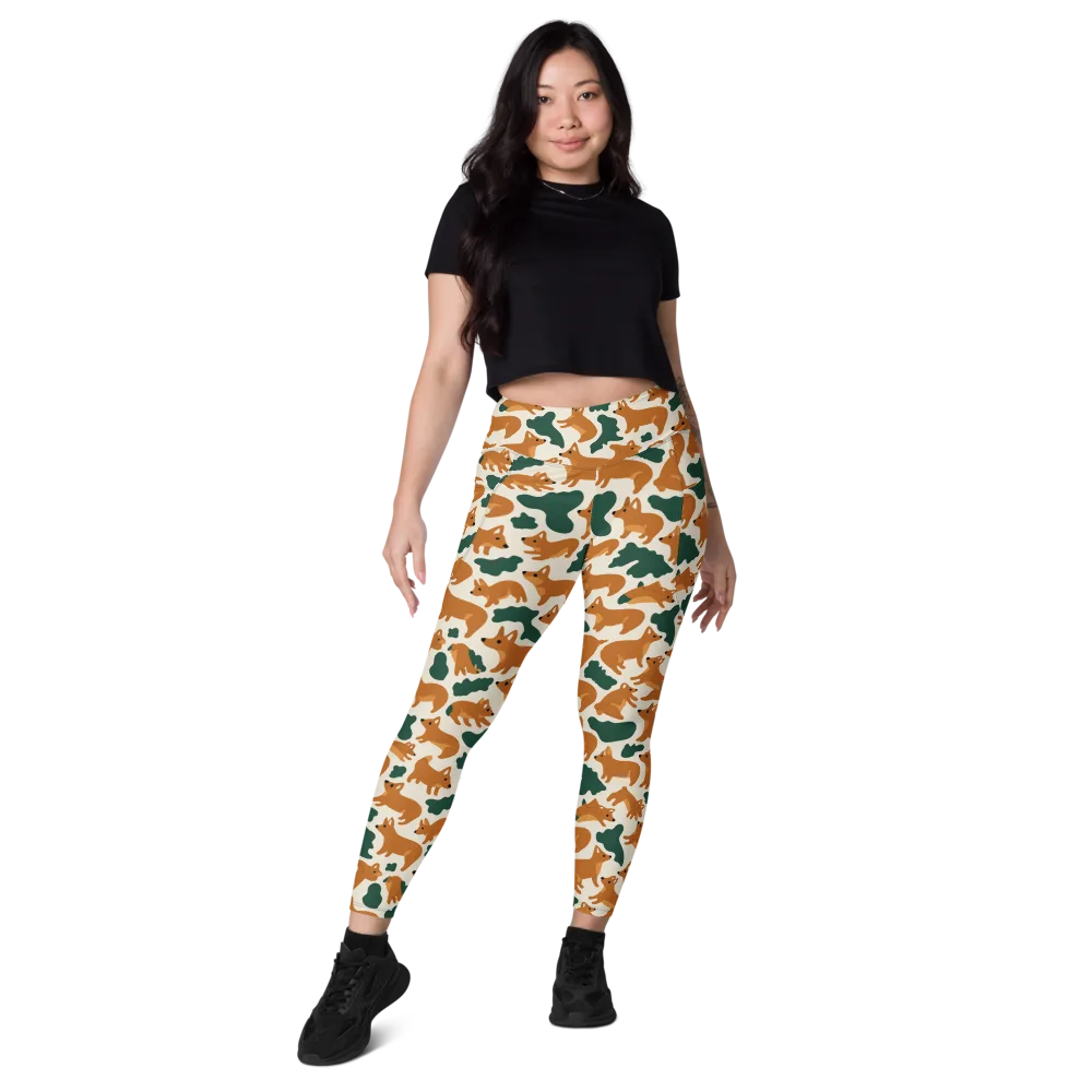 Foxglove Frolic on Leggings with Pockets — Front