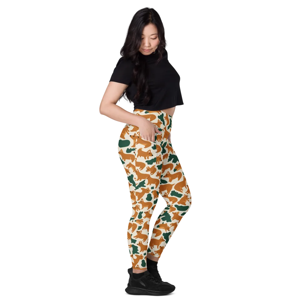Foxglove Frolic on Leggings with Pockets — Right