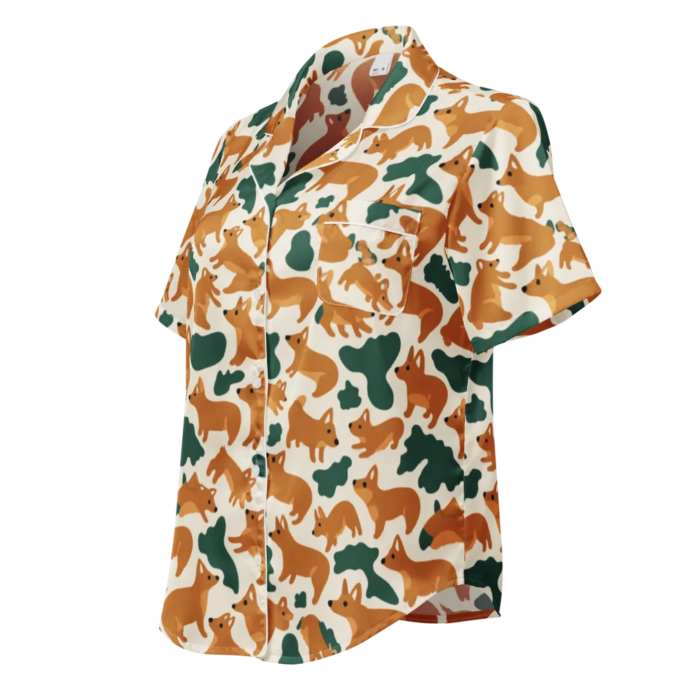 Foxglove Frolic on Women's Short Sleeve Pajama Top — Left Front
