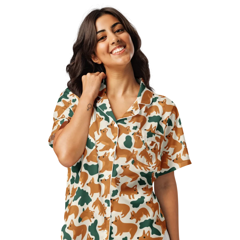 Foxglove Frolic on Women's Short Sleeve Pajama Top — Front