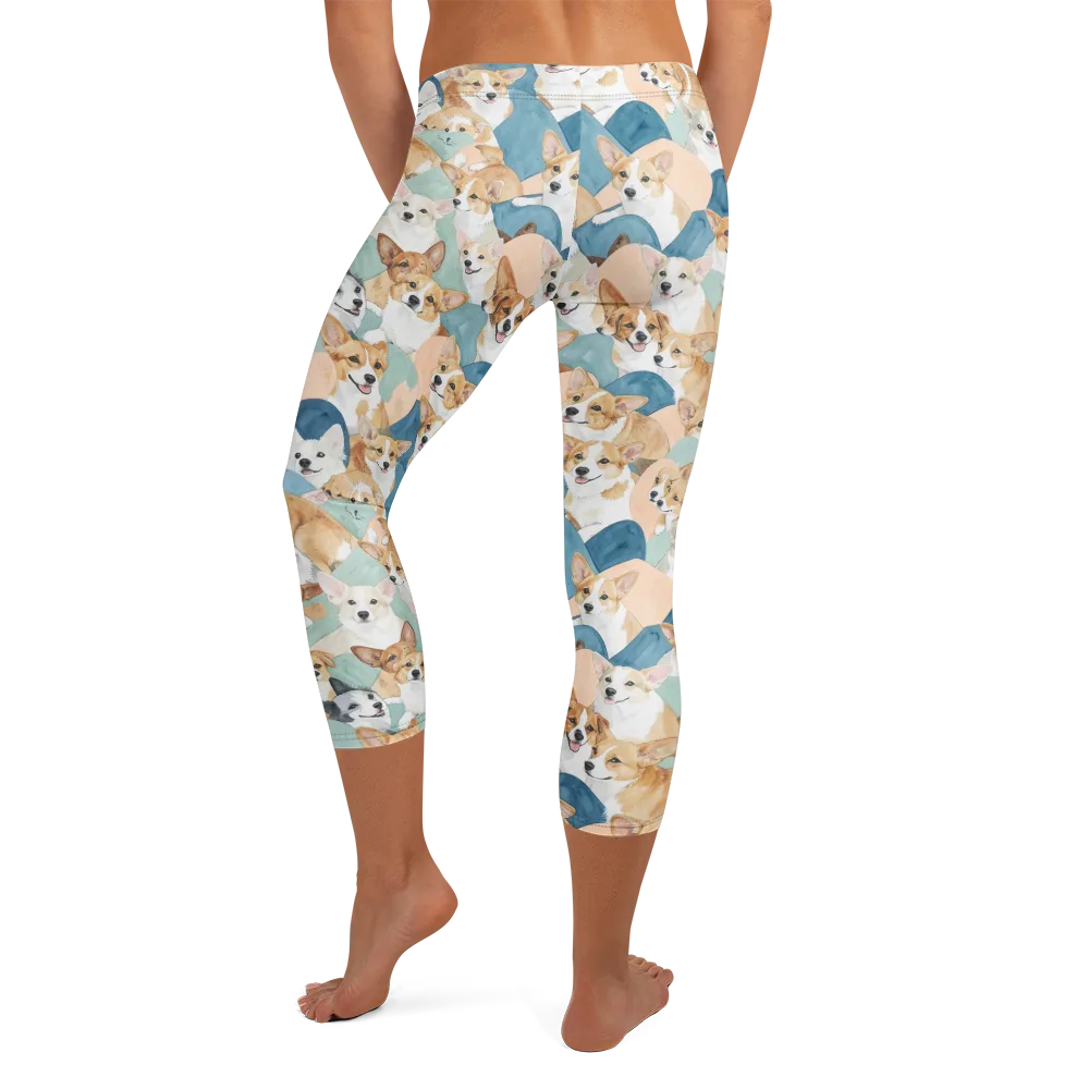 Corgi Cove on Capri Leggings — Back