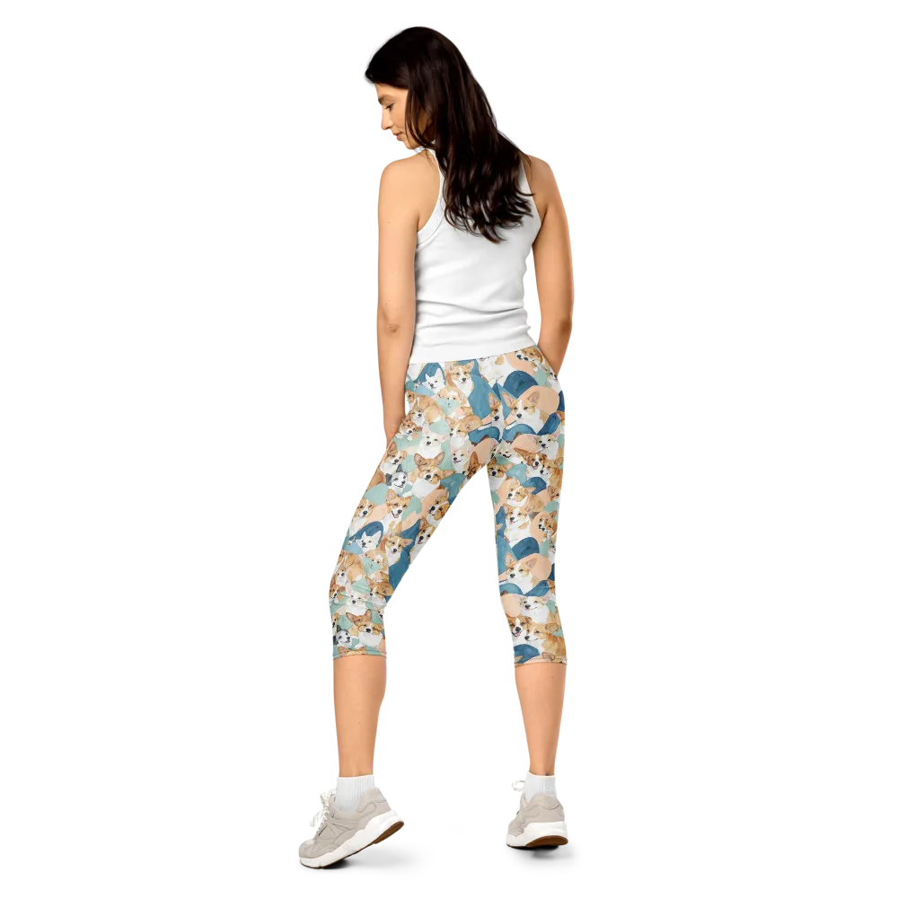 Corgi Cove on Capri Leggings — Back