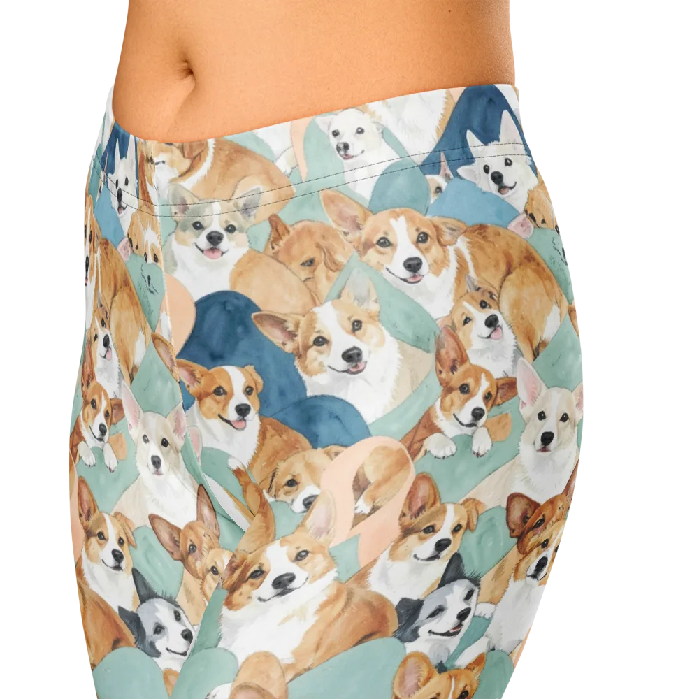 Corgi Cove on Capri Leggings — Zoomed-in