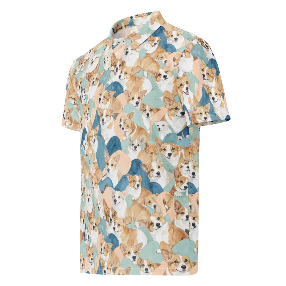 Corgi Cove on Men's Slim Fit Polo Shirt — Left Front