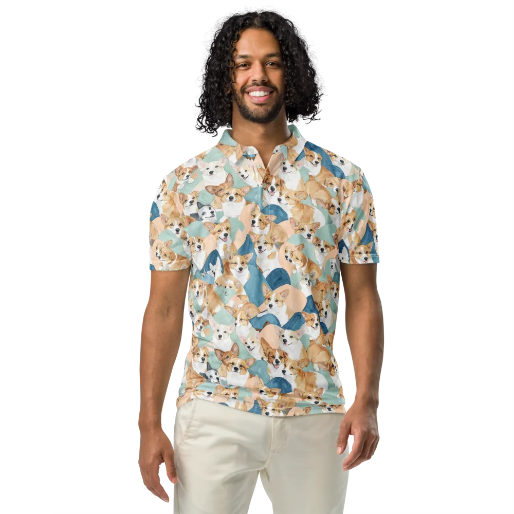 Corgi Cove on Men's Slim Fit Polo Shirt — Front