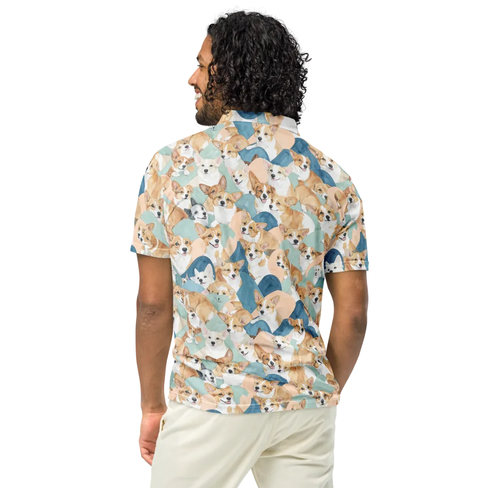 Corgi Cove on Men's Slim Fit Polo Shirt — Back