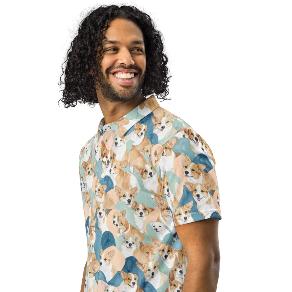 Corgi Cove on Men's Slim Fit Polo Shirt — Left Front