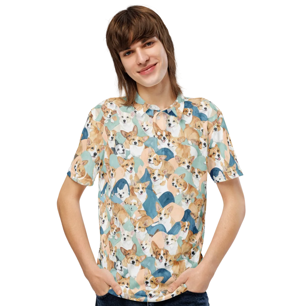 Corgi Cove on Men's Slim Fit Polo Shirt — Front