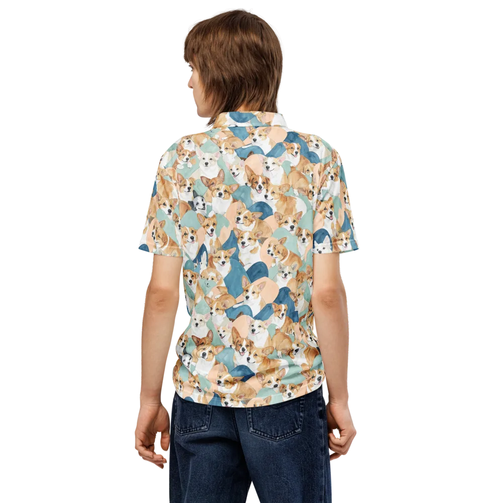 Corgi Cove on Men's Slim Fit Polo Shirt — Back