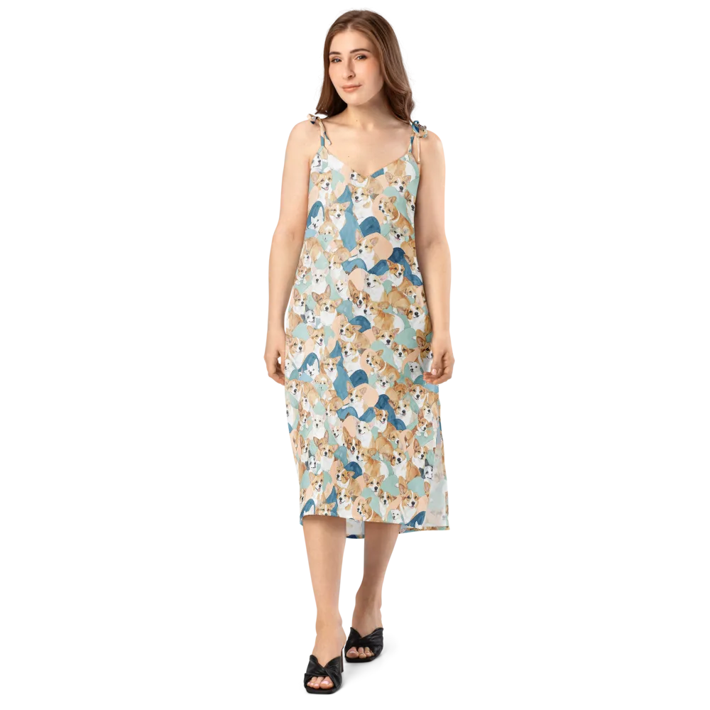 Corgi Cove on Slip Dress — Front