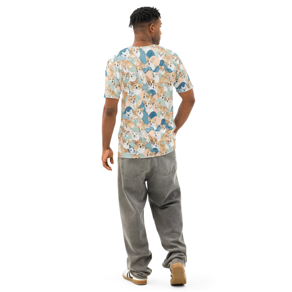 Corgi Cove on Men's Cotton Crew Neck T-Shirt — Back
