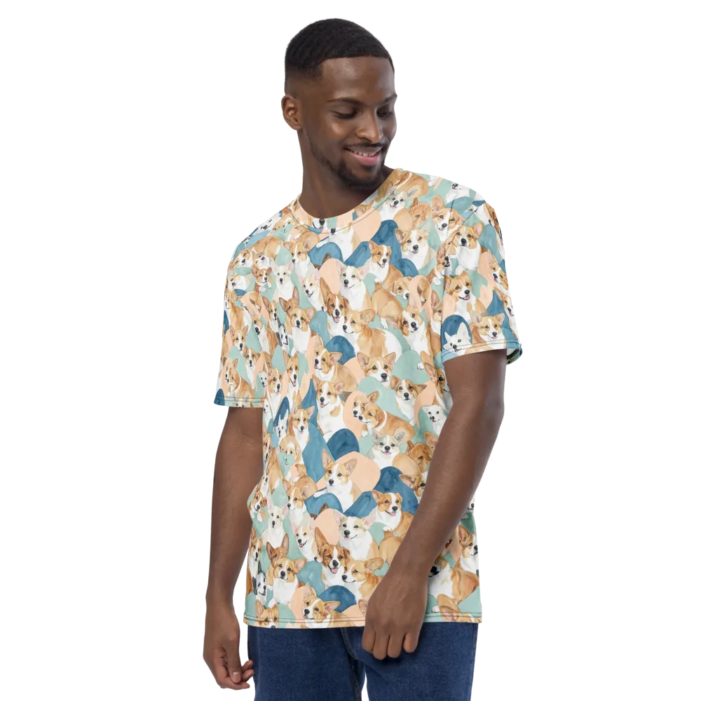 Corgi Cove on Men's Crew Neck T-Shirt — Left