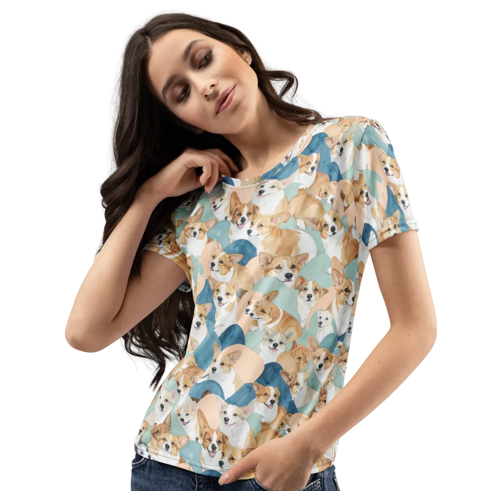 Corgi Cove on Women's Crew Neck T-Shirt — Left Front
