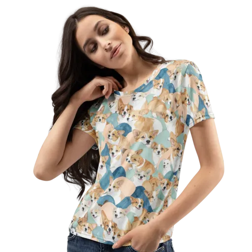 Corgi Cove on a Women's Crew Neck T-Shirt