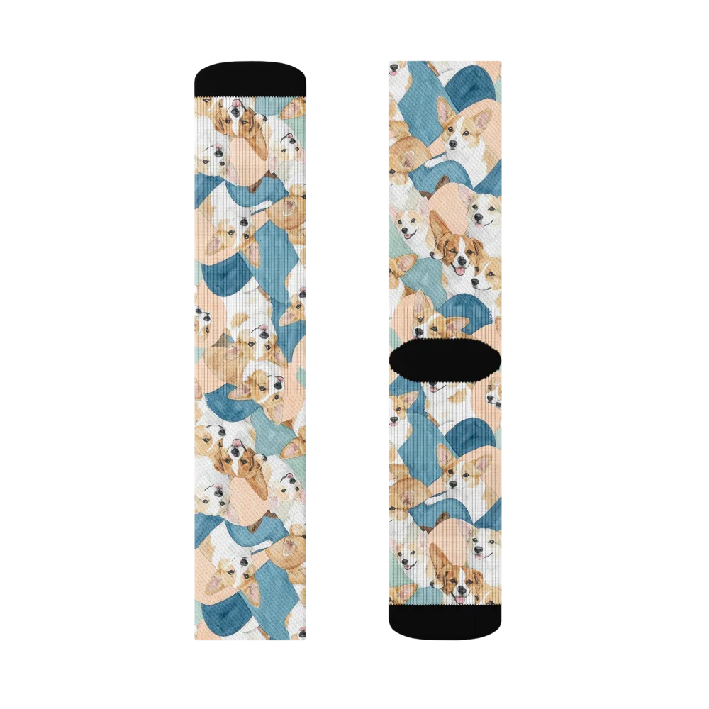 Corgi Cove on Socks — Left Sock