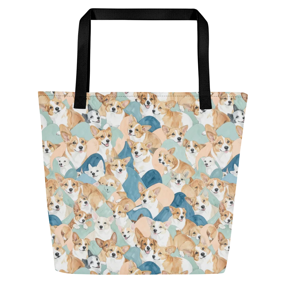 Corgi Cove on Large Tote Bag W/ Pocket — Front