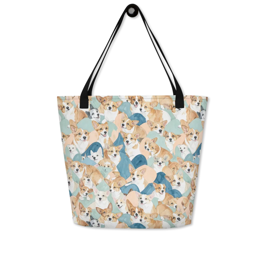 Corgi Cove on Large Tote Bag W/ Pocket — Front