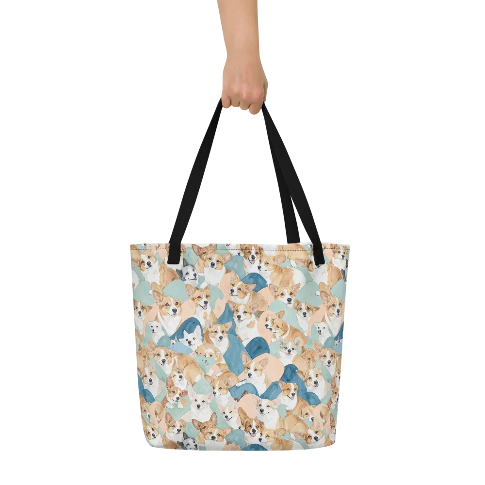 Corgi Cove on Large Tote Bag W/ Pocket — Front
