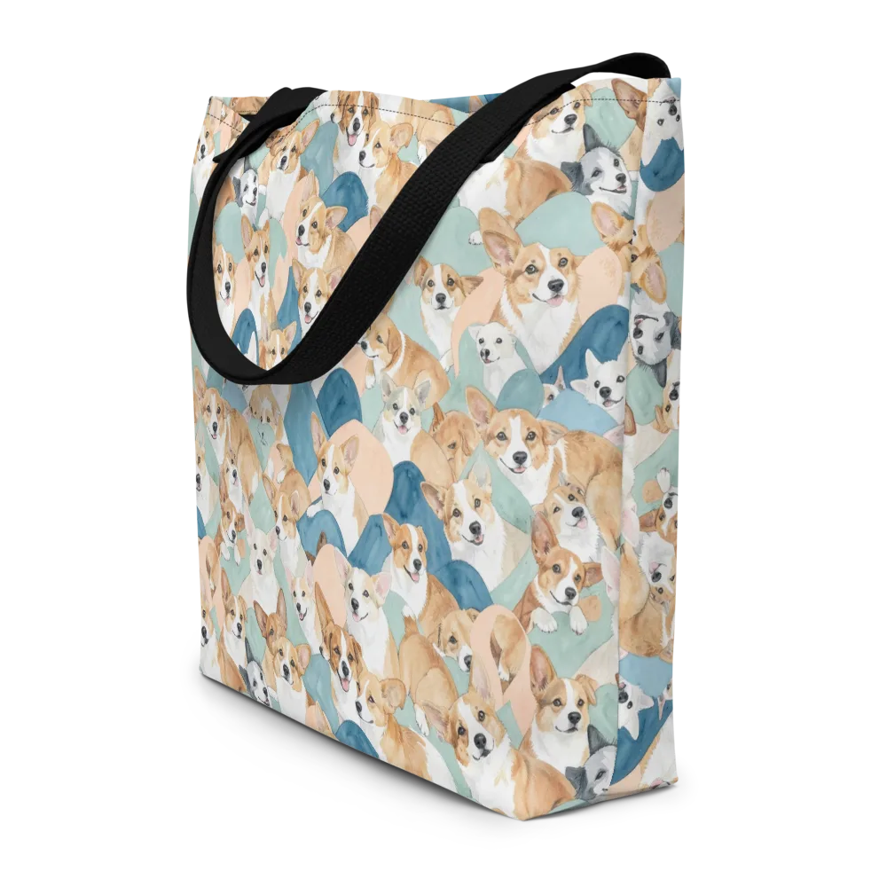 Corgi Cove on Large Tote Bag W/ Pocket — Front