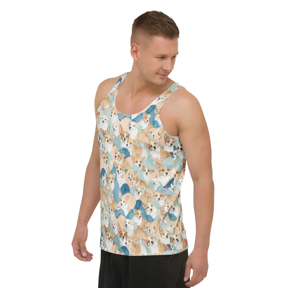 Corgi Cove on Men's Tank Top — Left Front