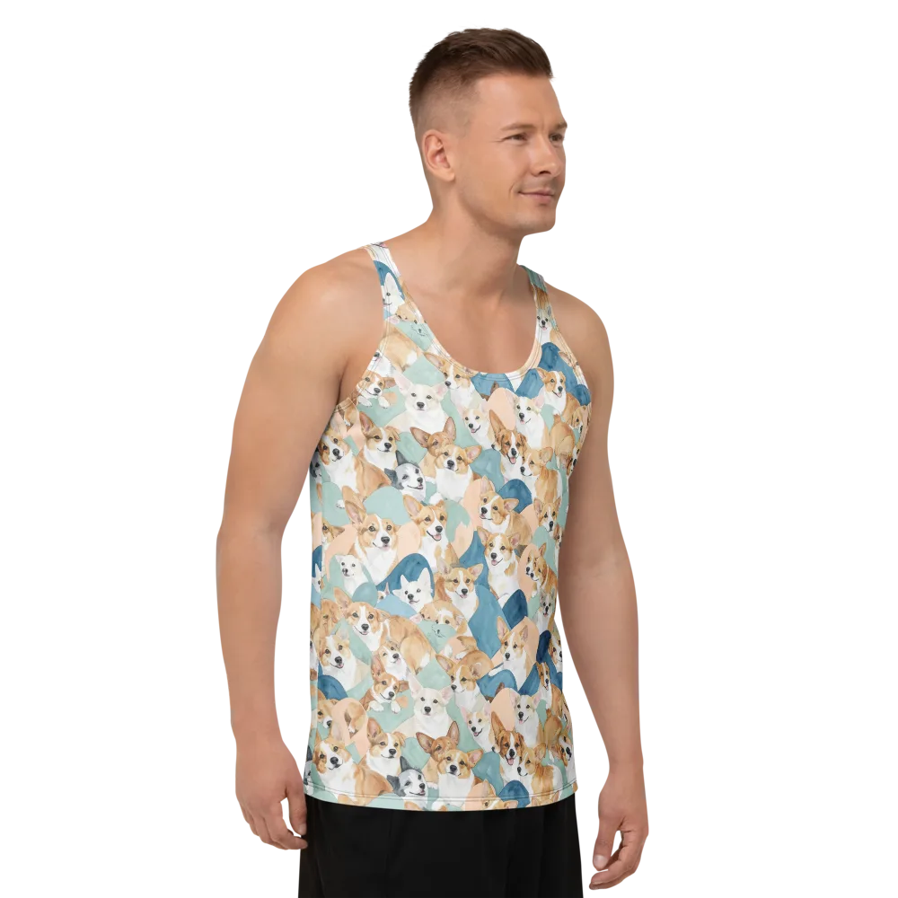 Corgi Cove on Men's Tank Top — Right Front