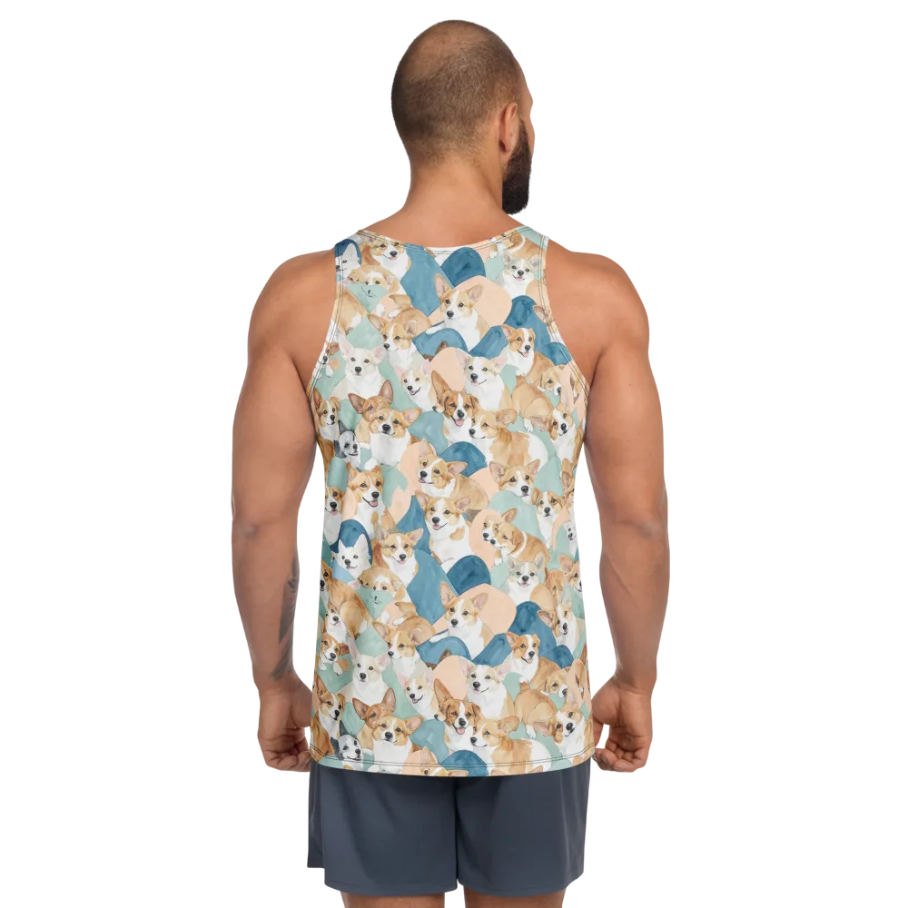 Corgi Cove on Men's Tank Top — Back