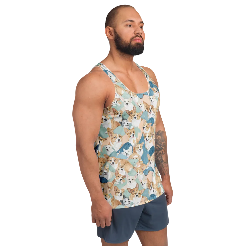 Corgi Cove on Men's Tank Top — Right Front